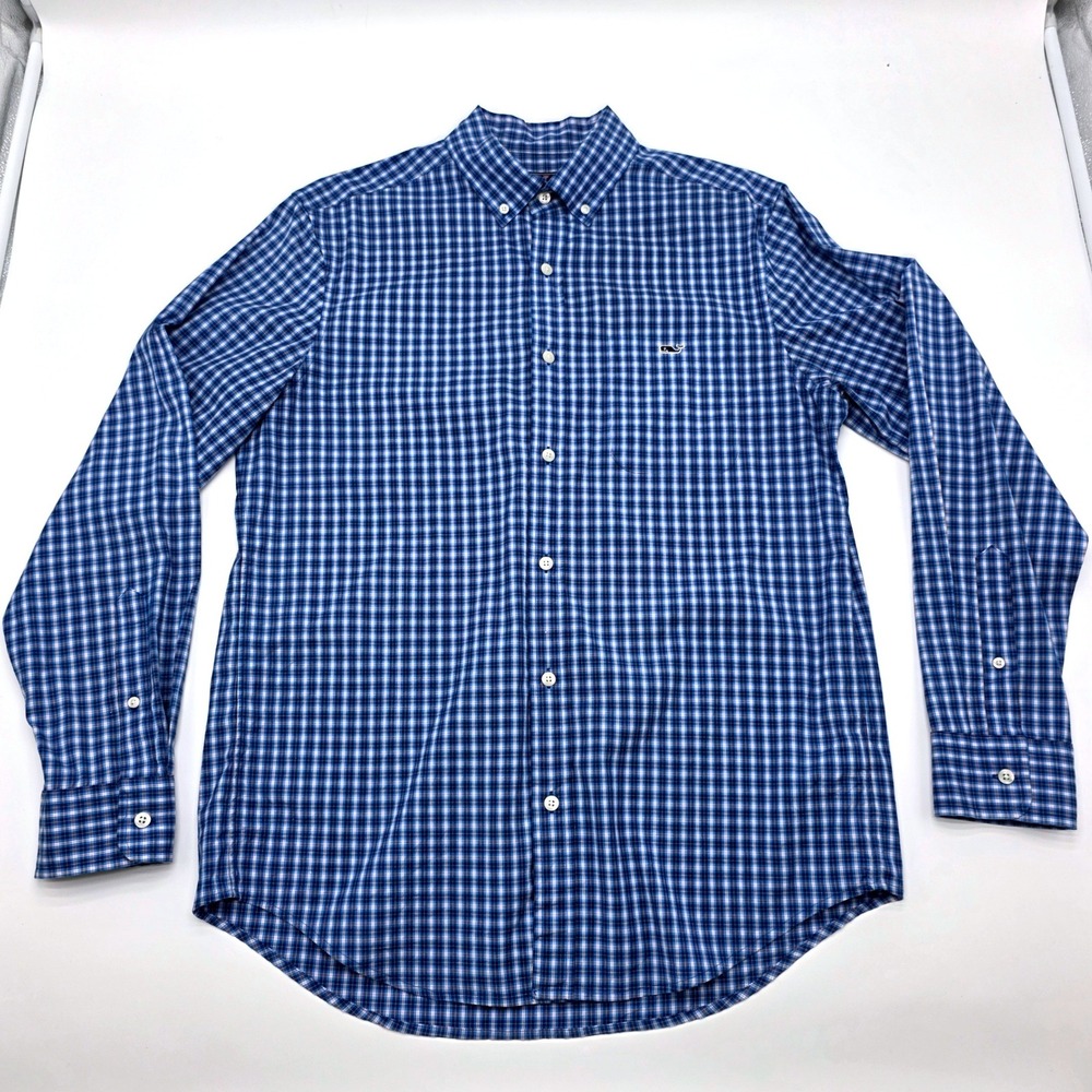 Vineyard Vines by Shep & Ian Classic Fit Tucker Blue White Check Shirt‎ Size M - Picture 2 of 10